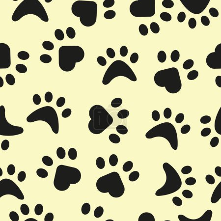 Vector Seamless paw print pattern - animals print. Cat and dog paw prints. For pet and zoo shops, bags print, textile print, packing paper