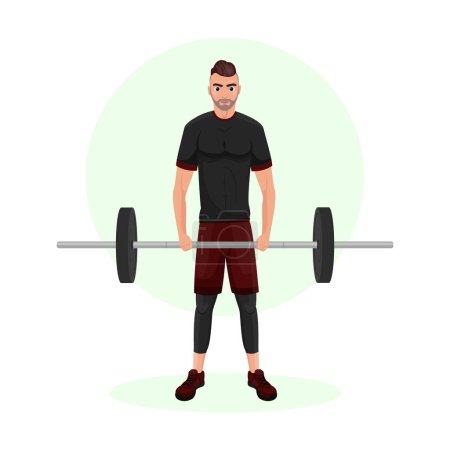 Illustration for Illustration of a young guy training in a gym. Gym. Body-building. Power training. Sports guy. - Royalty Free Image