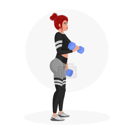 Téléchargez les illustrations : Illustration d'une belle fille sportive travaillant dans la salle de gym. Une fille en forme. Fille sportive. - en licence libre de droit