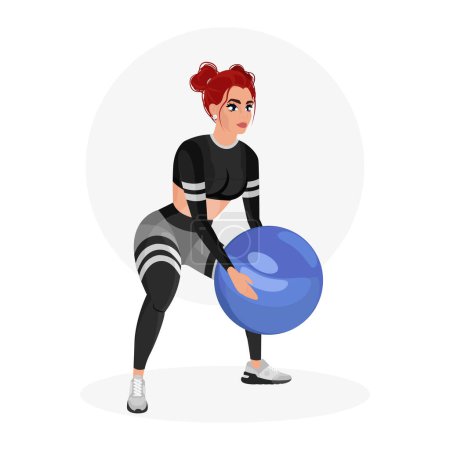 Téléchargez les illustrations : Illustration d'une belle fille sportive travaillant dans la salle de gym. Une fille en forme. Fille sportive. - en licence libre de droit