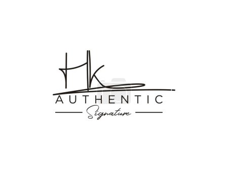 Illustration for HK Signature Logo Template Vector. - Royalty Free Image