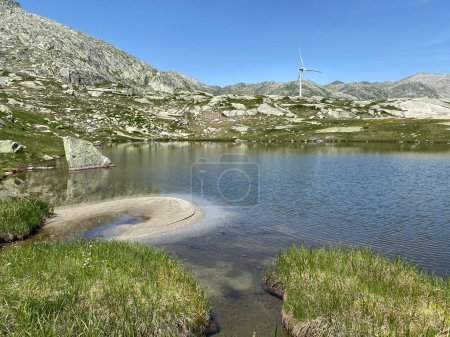 Photo for Summer atmosphere on the nameless lakes in the Swiss alpine area of the St. Gotthard Pass (Gotthardpass), Airolo - Canton of Ticino (Tessin), Switzerland (Schweiz) - Royalty Free Image