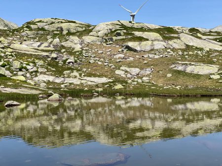 Photo for Summer atmosphere on the nameless lakes in the Swiss alpine area of the St. Gotthard Pass (Gotthardpass), Airolo - Canton of Ticino (Tessin), Switzerland (Schweiz) - Royalty Free Image