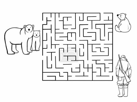 Téléchargez les photos : Vie des ours polaires, jeu pour enfants, labyrinthe, trouver le chemin, feuille de puzzle, livre à colorier - en image libre de droit