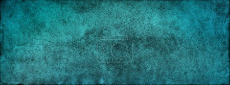 Turquoise old paper vintage background blue green abstract dark stone material or painted ancient stucco wall wallpaper texture with gritty grunge distress pattern in textured banner backdrop design Poster 651852682