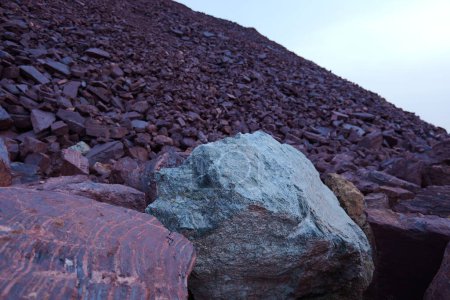 Iron ore quarry, iron ore dumps, natural resource deposits, raw materials, geological, mineralogy, mining industry, earth resources