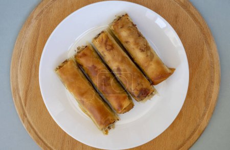 Minced meat in savoury pastry. Bourek with minced meat