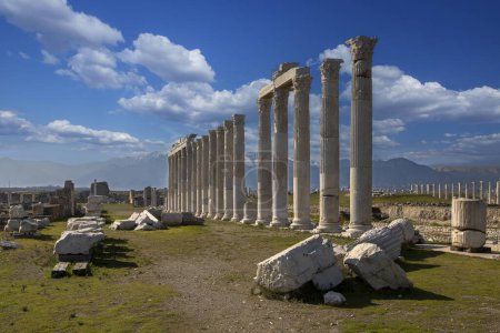 Téléchargez les photos : Colonnes à Laodicée sur la ville antique de Lycus à Denizli City, Turkiye - en image libre de droit