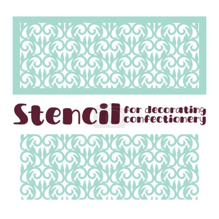 Illustration for Stencil for decorating Intricate Cutout Pattern Ideal for Printing Invitations, Laser-Cut Stencils for Engraving, and Embellishing Wood and Metal Decorations, cake borders - Royalty Free Image