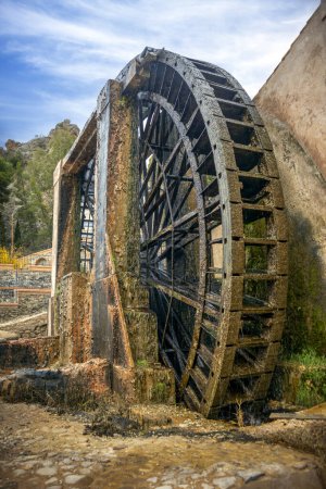 Ancient engineering of the Big Wheel in the Huerta de Abarn, Region of Murcia, Spain