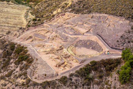 Blick auf die archäologischen Überreste der argarischen Stadt La Bastida in Totana, Region Murcia, Spanien