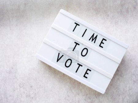 Time to vote. Democracy concept. Message board flat lay. Election day. Minimalistic design