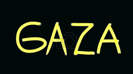 Gaza écrit avec un marqueur jaune sur fond noir. adapté au thème palestine