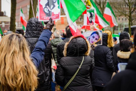 Photo for 21 December 2022, The Hague, Netherlands, Iranian protesters demand from the Dutch House of Representatives to close the Iranian Embassy in the Netherlands and to expel its diplomates due to regime brutality in the Islamic Republic of Iran - Royalty Free Image