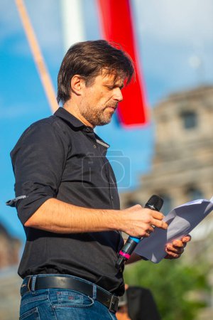 Photo for 9 June 2023 Belgrade, Serbia, The actor Milan Maric addressed the demonstrators gathered in the midst of a series of protests called Serbia against violence - Royalty Free Image