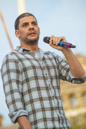 Photo for 9 June 2023 Belgrade, Serbia, The actor Milan Maric addressed the demonstrators gathered in the midst of a series of protests called Serbia against violence - Royalty Free Image