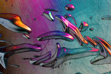 Foto de Imagen abstracta colorida de la envoltura de burbujas con las marcas de burbujas y arañazos bajo luz de color - Imagen libre de derechos