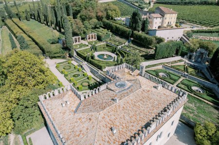 Photo for Pozega luxurious green garden with artistically trimmed bushes near Villa Rizzardi. Valpolicella, Italy. High quality photo - Royalty Free Image