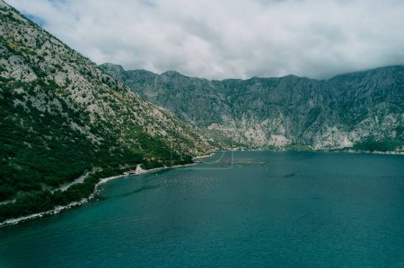 Bay of Kotor is surrounded by a high rocky mountain range. Montenegro. High quality photo