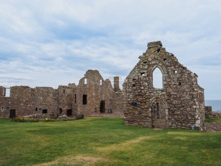 View on the chapel and the east range within the ruins of Dunnottar Castle near Stonehaven in Aberdeenshire, Scotland