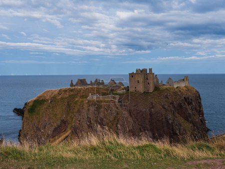 View on the ruins of Dunnottar Castle near Stonehaven in Aberdeenshire, Scotland