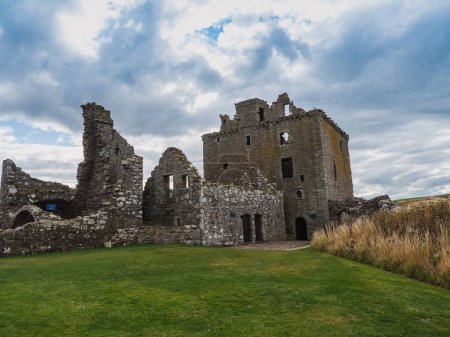 View on the keep and storehouse within the ruins of Dunnottar Castle near Stonehaven in Aberdeenshire, Scotland