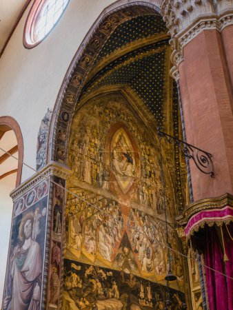 Photo for BOLOGNA,ITALY - JUNE 21, 2023: Chapel of the Magi at the Basilica di San Petronio church in Bologna shows a fresco of heaven and hell by Giovanni da Modena and dates from 1410 - Royalty Free Image