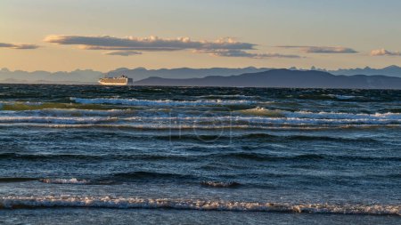 Photo for Evening light on BC Ferries off the shore of Hornby Island, British Columbia, Canada - Royalty Free Image