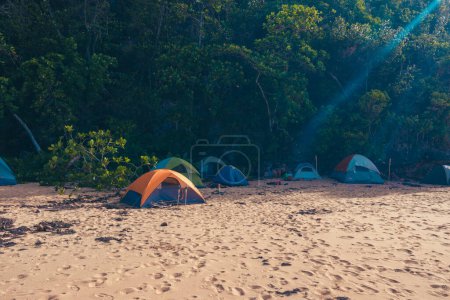 Foto de Acampar en la playa con sol - Imagen libre de derechos