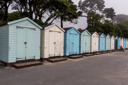 Photo for A row of colourful huts along the beachj front - Royalty Free Image