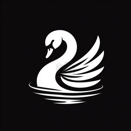 Logo of swan silhouette illustration isolated on black background