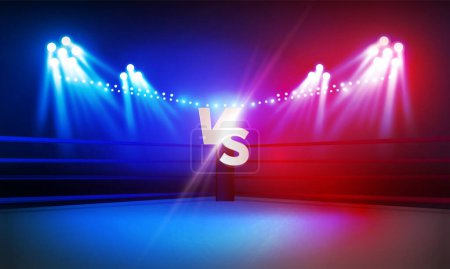 Illustration for Boxing ring arena and spotlight floodlights vector design. - Royalty Free Image