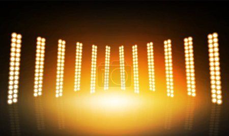 Illustration for Golden lights on the stage light floodlights vector design. - Royalty Free Image