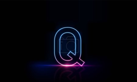 Illustration for Abstract sports Light out technology and with Letter q English glowing in the dark, pink blue neon light Hitech communication concept innovation background,  vector design - Royalty Free Image