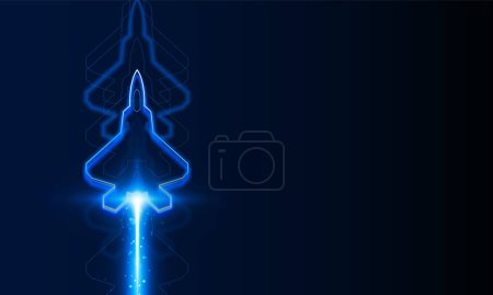 Illustration for High speed concept. Fighter jet in the form of Arrow Light out technology background Hitech communication concept innovation background, vector design - Royalty Free Image