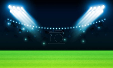 Football arena field with bright stadium lights Shiny Trophy of Achievement Celebrating the Winning Champion's Golden Success in a Competitive Sport Contest vector design