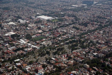 Photo for Mexico city aerial panorama landcape cityscape from airplane - Royalty Free Image