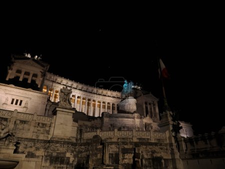 Photo for Altare della patria rome italy view at night on black sky - Royalty Free Image