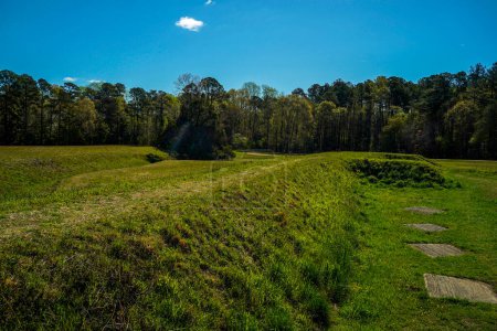 Alliierte Verteidigungslinie auf dem Yorktown Battlefield im US-Bundesstaat Virginia