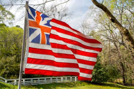 Photo for British american flag detail in Williamsburh Virgina historical houses USA - Royalty Free Image