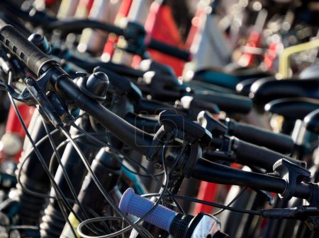 Téléchargez les photos : Détail de vélo à porquerolles île france, panorama paysage - en image libre de droit