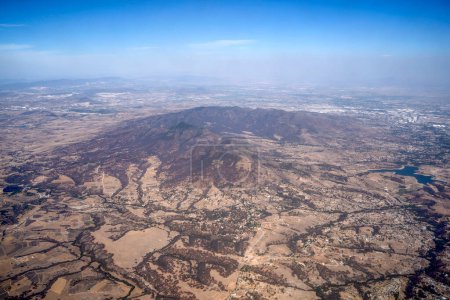 The lerma lake mexico aerial view panorama from airplane