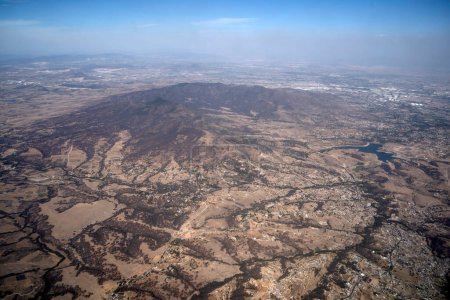 The lerma lake mexico aerial view panorama from airplane