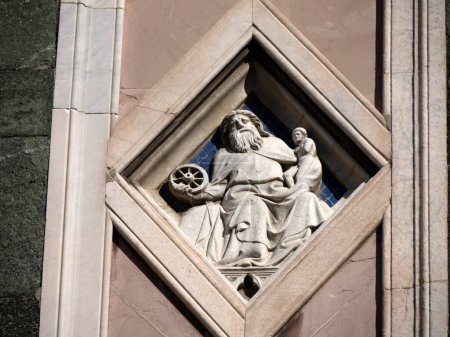 Photo for Florence giotto tower detail near Cathedral Santa Maria dei Fiori, Brunelleschi Dome, Italy - Royalty Free Image