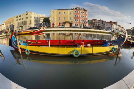 Photo for Aveiro Moliceiro boat gondola detail Traditional boats on the canal, Portugal - Royalty Free Image