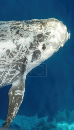 Risso dolphin close up portrait on blue sea surface smartphone wallpaper background lockscreen