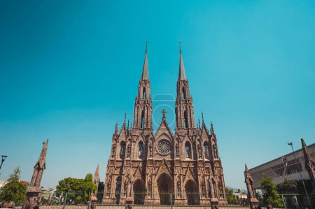 Photo for Exteriors during the afternoon of the Cathedral "Diocesan Sanctuary of Our Lady of Guadalupe" of Zamora Michoacan, shows Gothic style architecture. - Royalty Free Image