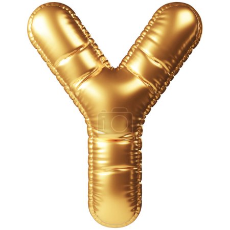 Photo for Gold helium balloon in form of capital letter Y. 3D realistic decoration, design element related for all celebration events and party, holiday greetings for birthday, anniversary, wedding and other - Royalty Free Image