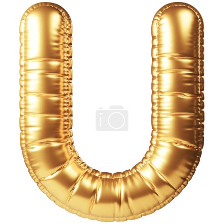 Photo for Gold helium balloon in form of capital letter U. 3D realistic decoration, design element related for all celebration events and party, holiday greetings for birthday, anniversary, wedding and other - Royalty Free Image