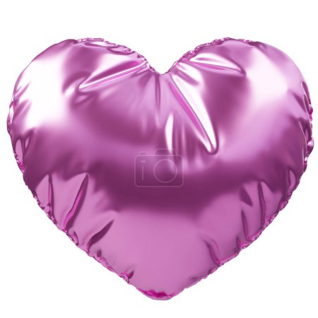 Photo for Pink foil balloon in form of heart. Realistic 3d decoration, design element for romantic event, Valentine's day, wedding, birthday etc - Royalty Free Image
